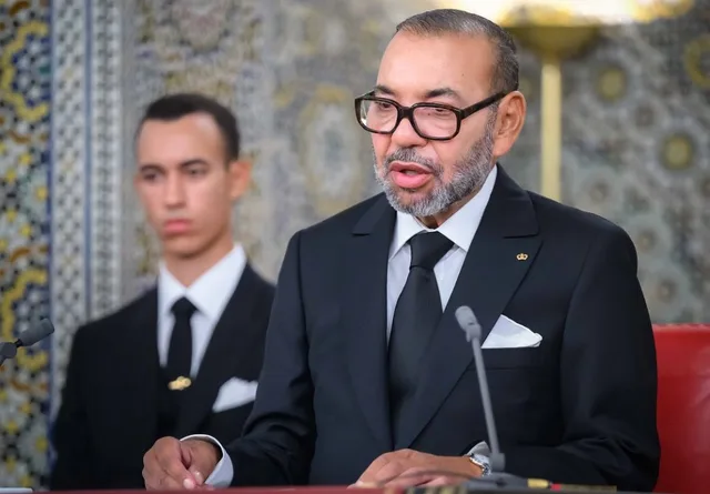 Le roi du Maroc Mohammed VI prononce un discours, photo d'archives