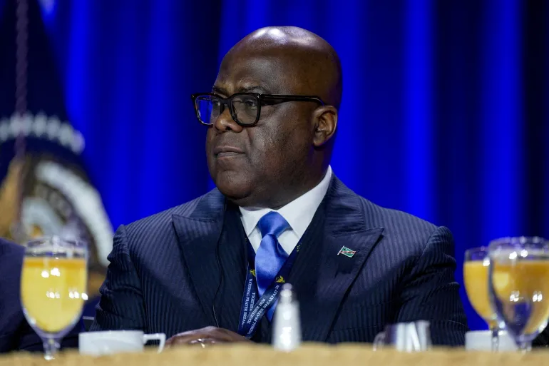 Le président de la RD Congo Félix Tshisekedi lors d'une réunion officielle, photo d'archives