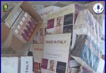 La gendarmerie saisit des produits cosmétiques interdits sur la route Boutilimit-Nouakchott.