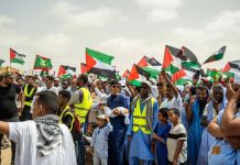 Manifestation devant l'ambassade des Etats-Unis à Nouakchott contre la famine dans la bande de Gaza