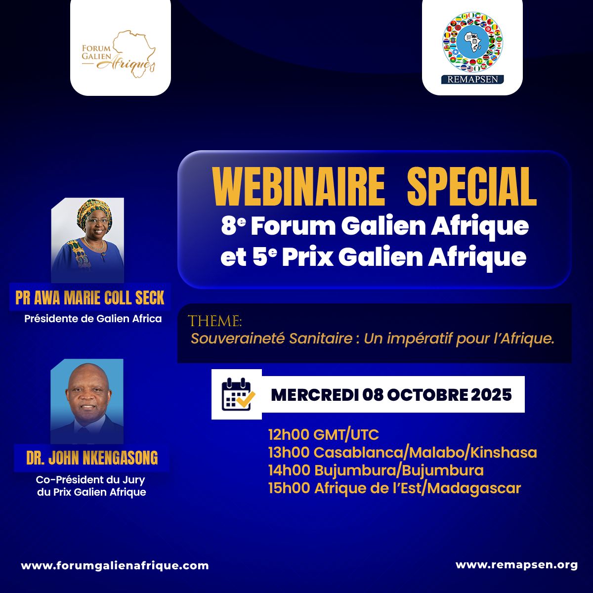 Le 8ème forum Galien Afrique et le 5ème prix Galien Afrique au centre d’un wébinaire spécial du REMAPSEN