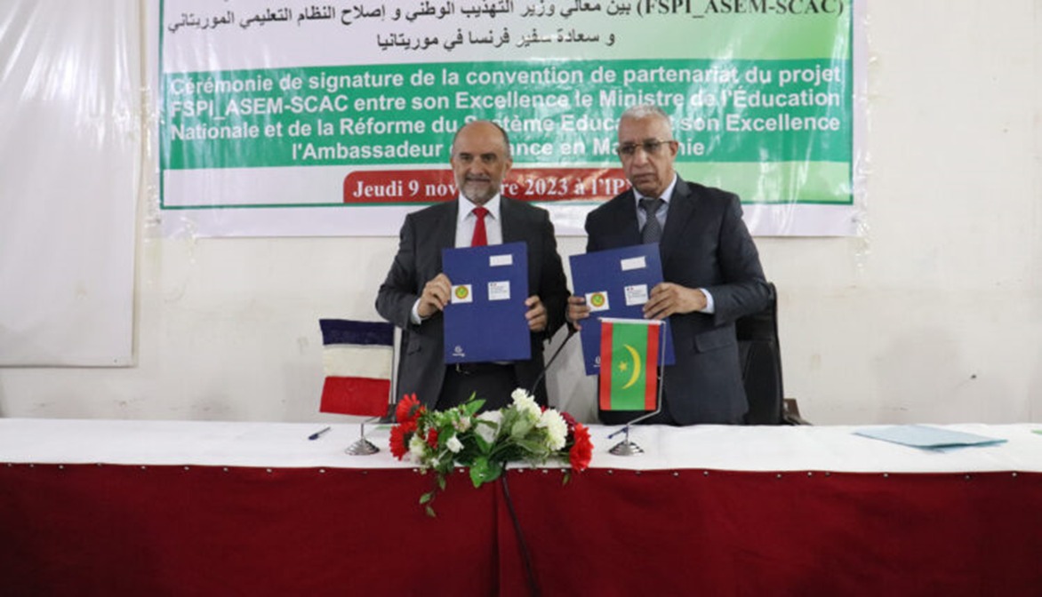 Le secteur de l’éducation et l’Ambassade de France signent un accord de partenariat et de coopération à Nouakchott.