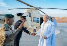 À la troisième étape de son périple, Ould Ghazouani arrive à la ville de Nbeyket Lahouach.